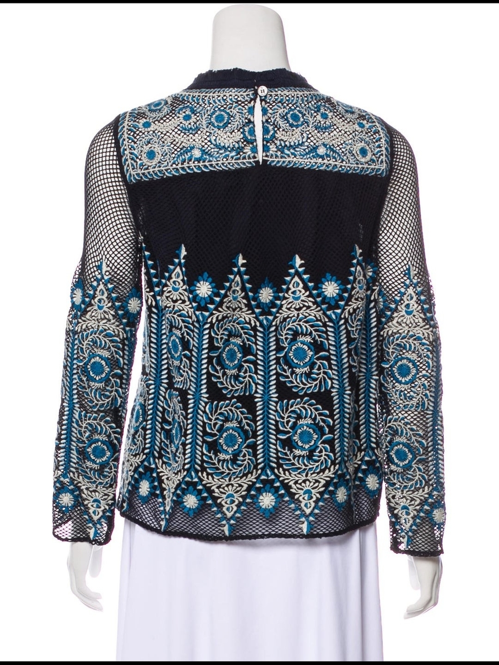 Sea New York Blue Embroidered Mesh Long-Sleeve Top - Picture 2 of 8